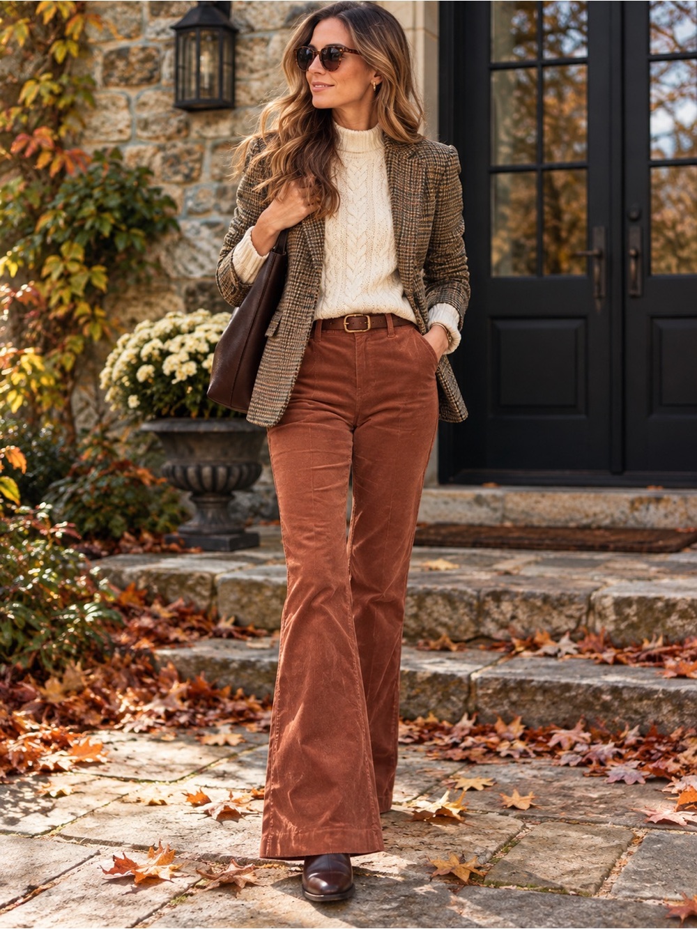 Boden Rust Corduroy Flare Pants Women’s 8R High Rise Fall Preppy